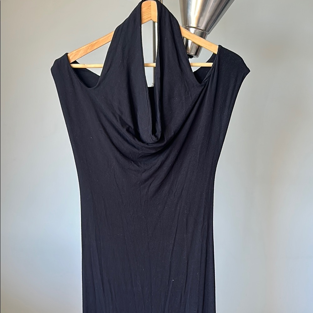 Soft Black Cowl Neck Sheath Dress Made in Italy